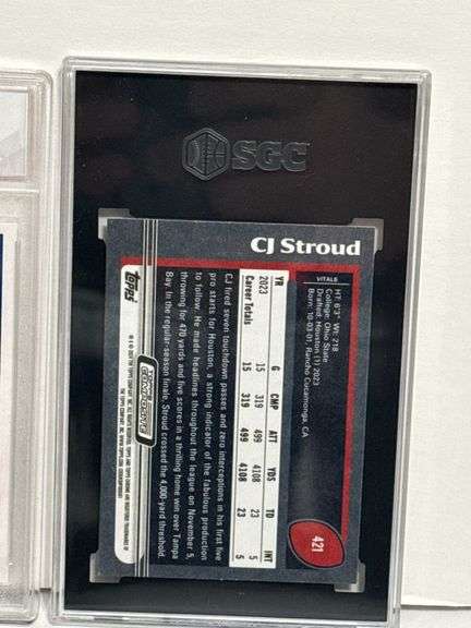 2024 Score Malik Nabers RC (APG Gem Mint 10) and 2023 Topps Composite CJ Stroud RC (SGC 9.5)