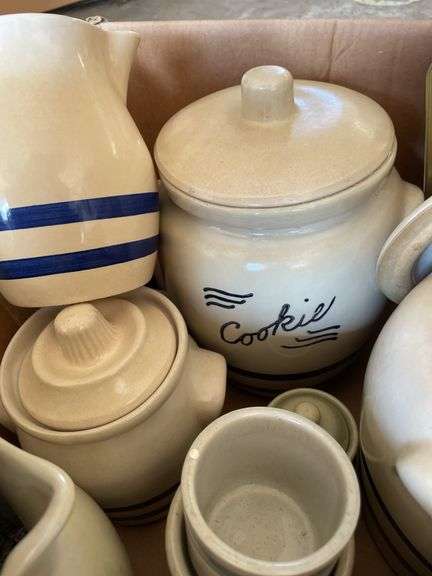 VARIETY OF STONEWARE PITCHERS AND CANISTERS