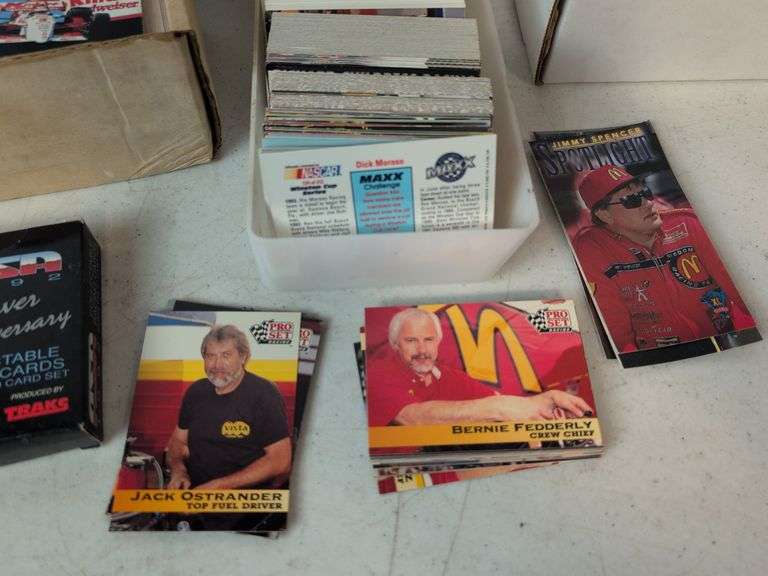 Assortment of racing cards and framed picture