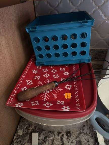 CROCKPOT, CAKE BOWLS, CUPS/WATER BOTLES, AND MORE