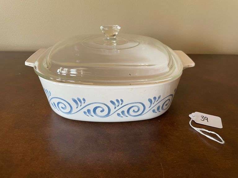 Corning Ware Blue Scroll/Ocean View Casserole Dish with Lid