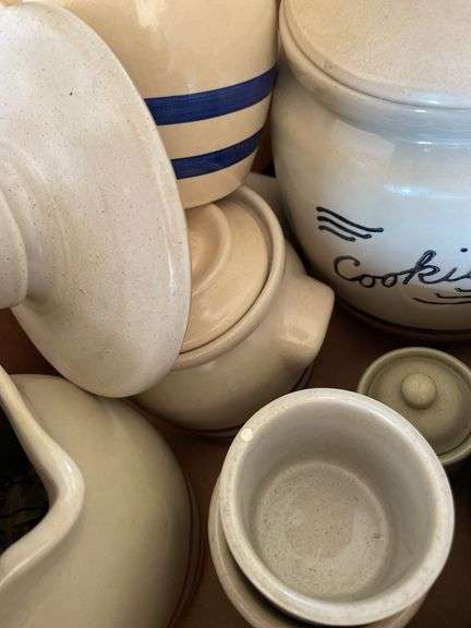 VARIETY OF STONEWARE PITCHERS AND CANISTERS