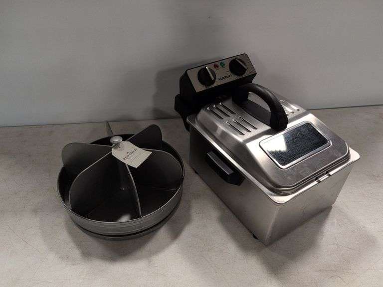 Cuisinart mini deep fryer and spinning metal tray - both like new