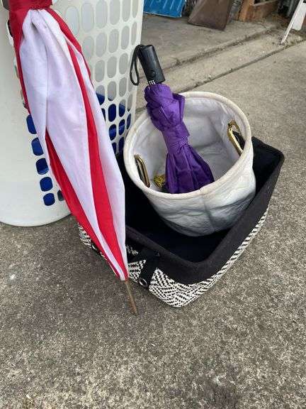 PLASTIC HAMPER, BASKET, UMBRELLAS