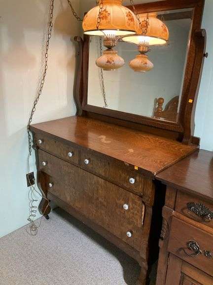 Vintage Wooden Dresser With Mirror