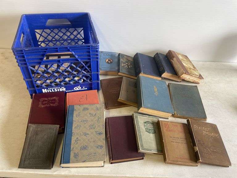 Milk crate of vintage books - see images