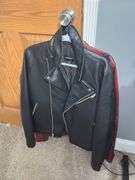 Express Black Leather Jacket (Size M) and NovaMen Red Snakeskin Print Leather Jacket (Size L)