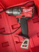 Milwaukee pack out and tool box with drill, impact, battery and charger