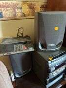STAND WITH PHILIPS STEREO AND SPEAKERS