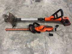 Black and Decker electric edger and hedge trimmer with batteries and charger - works