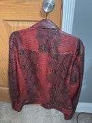 Express Black Leather Jacket (Size M) and NovaMen Red Snakeskin Print Leather Jacket (Size L)