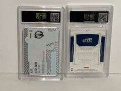 2019 Illusions Jayson Tatum Shining Stars Sapphire (GMA 10) and 2019 National Treasures Rudy Gobert 
