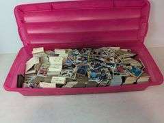 Tote full of 80s and 90s baseball, football, and basketball cards
