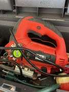 TOOL BOX WITH BLACK & DECKER JIGSAW AND HAND TOOLS