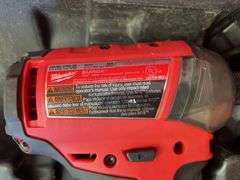 Milwaukee pack out and tool box with drill, impact, battery and charger
