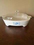 CorningWare Blue EKG Brown 'N Sear Dish with Lid