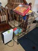 LARGE LOT OF CHAIRS, STANDS, BISSELL SWEEPER, ELECTRICAL CORDS