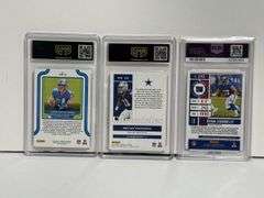 2022 Donruss Aidan Hutchinson “Elite Series” RC (GMA 10), 2021 Chronicles Micah Parsons RC (GMA 10),