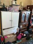 PAIR OF CABINETS LOADED WITH CRAFT GOODS