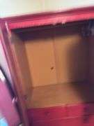RED ARMOIRE AND MIRROR STAND