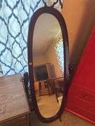 RED ARMOIRE AND MIRROR STAND