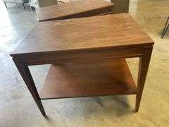 (2) brown matching wooden end tables