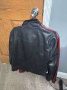 Express Black Leather Jacket (Size M) and NovaMen Red Snakeskin Print Leather Jacket (Size L)