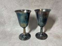 Wine Goblets, Possibly Sterling, 9 oz total weight