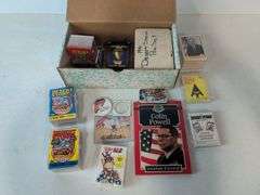 (5) Desert Storm trading card wax boxes- (2) factory sealed, and other Desert Storm cards and items