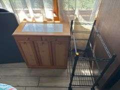 TRASH CAN STAND AND METAL ROLLING CART