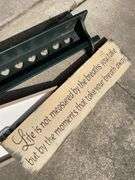 WOOD SHELF AND WALL ART