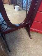 RED ARMOIRE AND MIRROR STAND