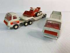 1970s Tonka Semi-Hauler with Bulldozer, Dump Trailer & Trucks Set
