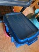 VINTAGE MILK CAN AND PLASTIC TOTES