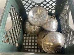 Vintage headlights and exhaust manifolds and pipes