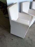 (4) matching white chairs on wheels