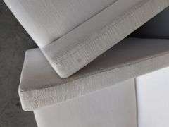 (4) matching white chairs on wheels