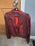 Express Black Leather Jacket (Size M) and NovaMen Red Snakeskin Print Leather Jacket (Size L)