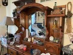 DRESSER WITH MIRROR AND CONTENTS