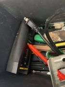 TOOL BOX WITH BLACK & DECKER JIGSAW AND HAND TOOLS