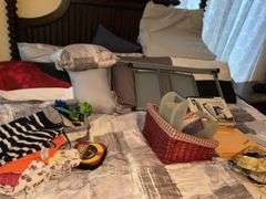 KING SIZE BED AND CONTENTS ON BED