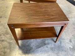 (2) brown matching wooden end tables