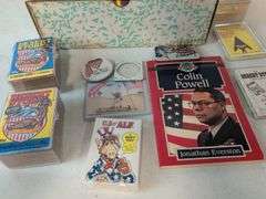 (5) Desert Storm trading card wax boxes- (2) factory sealed, and other Desert Storm cards and items