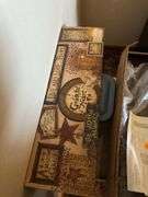 FOLDING TV TRAY, WALL ART, AND CANVAS DOOR/WALL RACK
