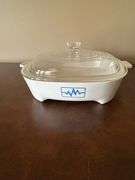 CorningWare Blue EKG Brown 'N Sear Dish with Lid