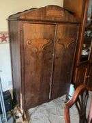 ANTIQUE ARMOIRE AND CONTENTS