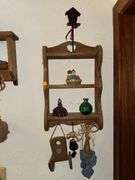 WOODEN DISPLAY SHELF, WALL SHELVES, DECOR, CD'S, AND MORE