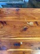 Cedar chest and (10) white faux wood blinds - 34.5" wide