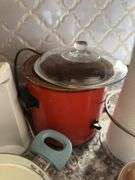 CROCKPOT, CAKE BOWLS, CUPS/WATER BOTLES, AND MORE
