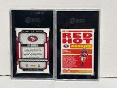 2019 Donruss Deebo Samuel Red Hot Rookies RC (SGC 10) and 2023 Panini Score Sam Darnold Red (SGC 9)